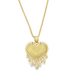 10K Dripping Heart Pendant With Franco Chain 18"