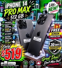 🔥 iPhone 14 Pro Max • 512GB • Factory Unlocked 🔥
💲 ONLY $519