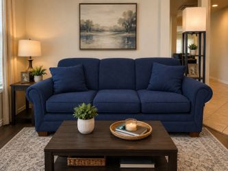 Modern Navy Blue Sofa ✨ Deep Cushions & Everyday Comfort - NEGOTIABLE 🛋️🔥