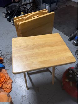 Wooden Folding TV Tray Tables Set