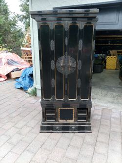 Black Lacquer Asian Style Cabinet Armoire