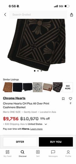 Authentic chrome hearts cashmere blanket 4.5’ by 5’  2k