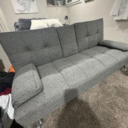 Gray Futon Sofa Bed – Excellent Condition