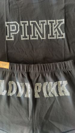 New PINK bling tee & shorts set S/M