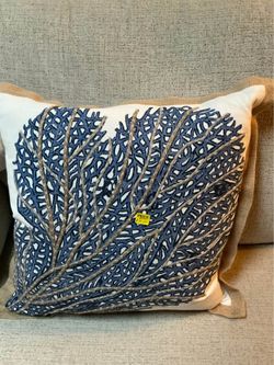 SARO Lifestyle Square Throw Pillow (Navy Blue)- Neptunian Coastal