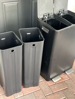 Dual Compartment Step Trash Can Black