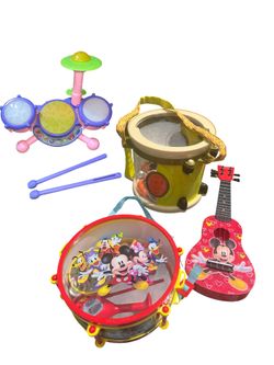 HUGE Kids Music Bundle - Vtech, B. Toys, & Mickey Mouse Band Drum & Guitar Lot