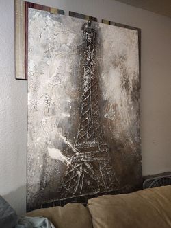 Huge Eiffel Tower Canvas Painting 1 Of A Kind