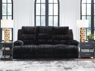 Rhine Falls Onyx Power Reclining Sofa w/Drop Down Table