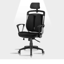 Ergonomic Office Chair - High-Back Desk Chair with Lumbar Support - Height Adjustable Seat,Headrest- Breathable Mesh Back - Soft Foam Seat Cushion (PU