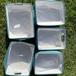 Six Pop up Medium Canvas Storage Bin Organizers 