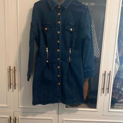 Down And Denim Mini Dress-Dark Wash