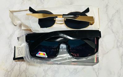 Summer Sunglasses Bundle: Retro 90s Gold Oval & Polarized Mirrored ShadesNEW