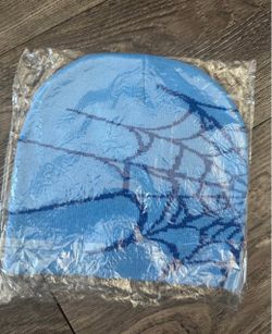 Blue and Navy Blue Spider Web Beanie