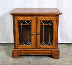 Oak Cabinet with Leaded Glass Doors
