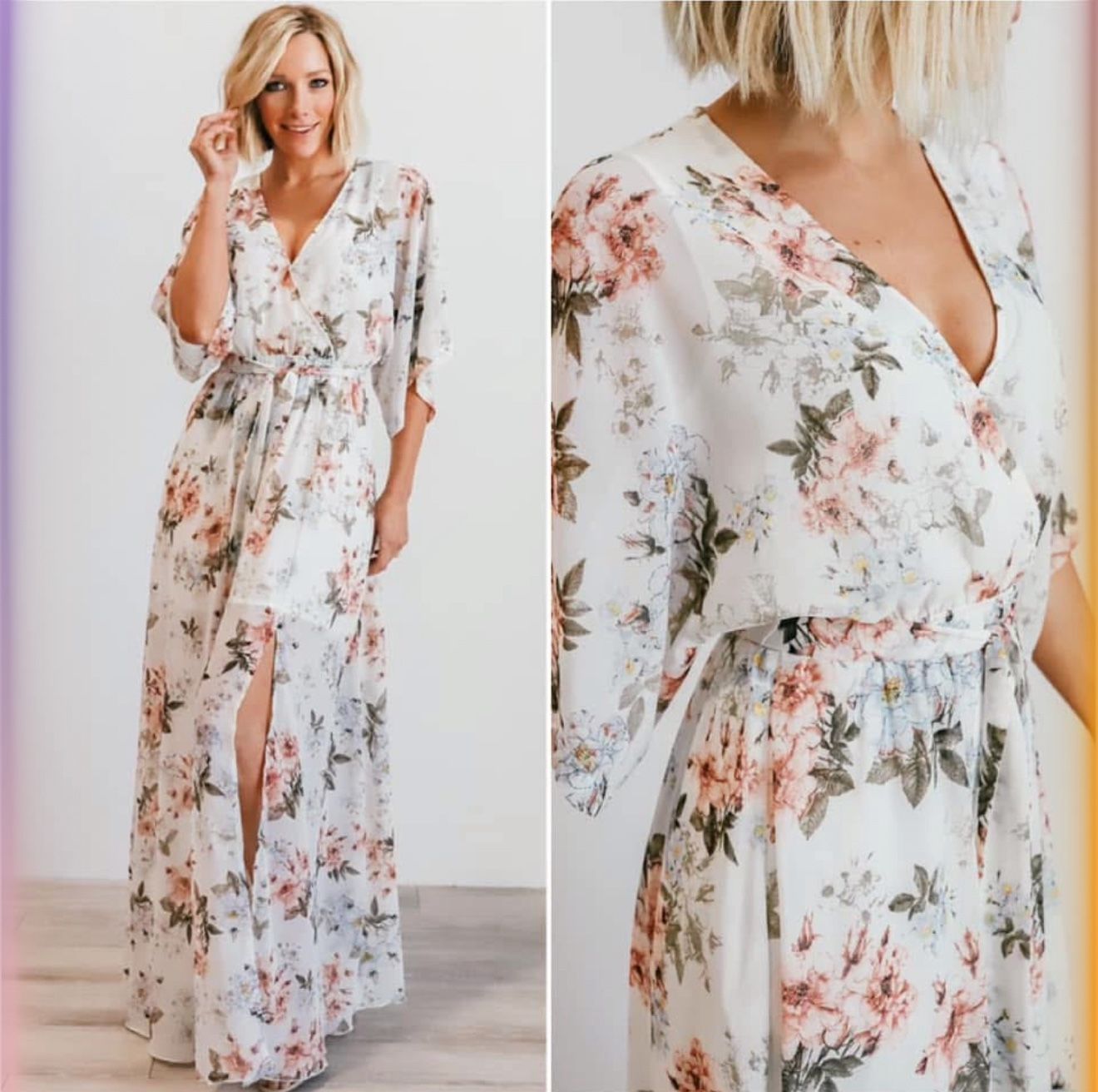 NWT Baltic Born Kia Kimono Maxi Dress – Sunset Floral – Medium