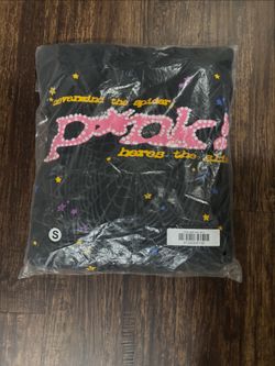Sp5der Pink Hoodie Black, Adult Small