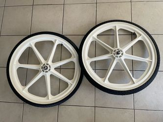 New 24” skyway mags (white) kenda comp 3 tires wheels cruiser tuffs bmx se racing SoCal flyer Vfr Dyno Mach one pro series 1