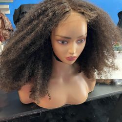 Closure Human Hair Wig Curly Kinky