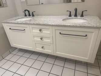 Double Sink Bathroom Vanity with Granite Top