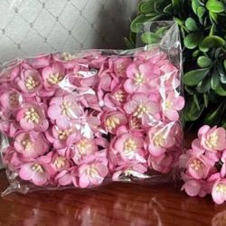 50 PINK SAKURA CHERRY BLOSSOM Mulberry Paper Flowers