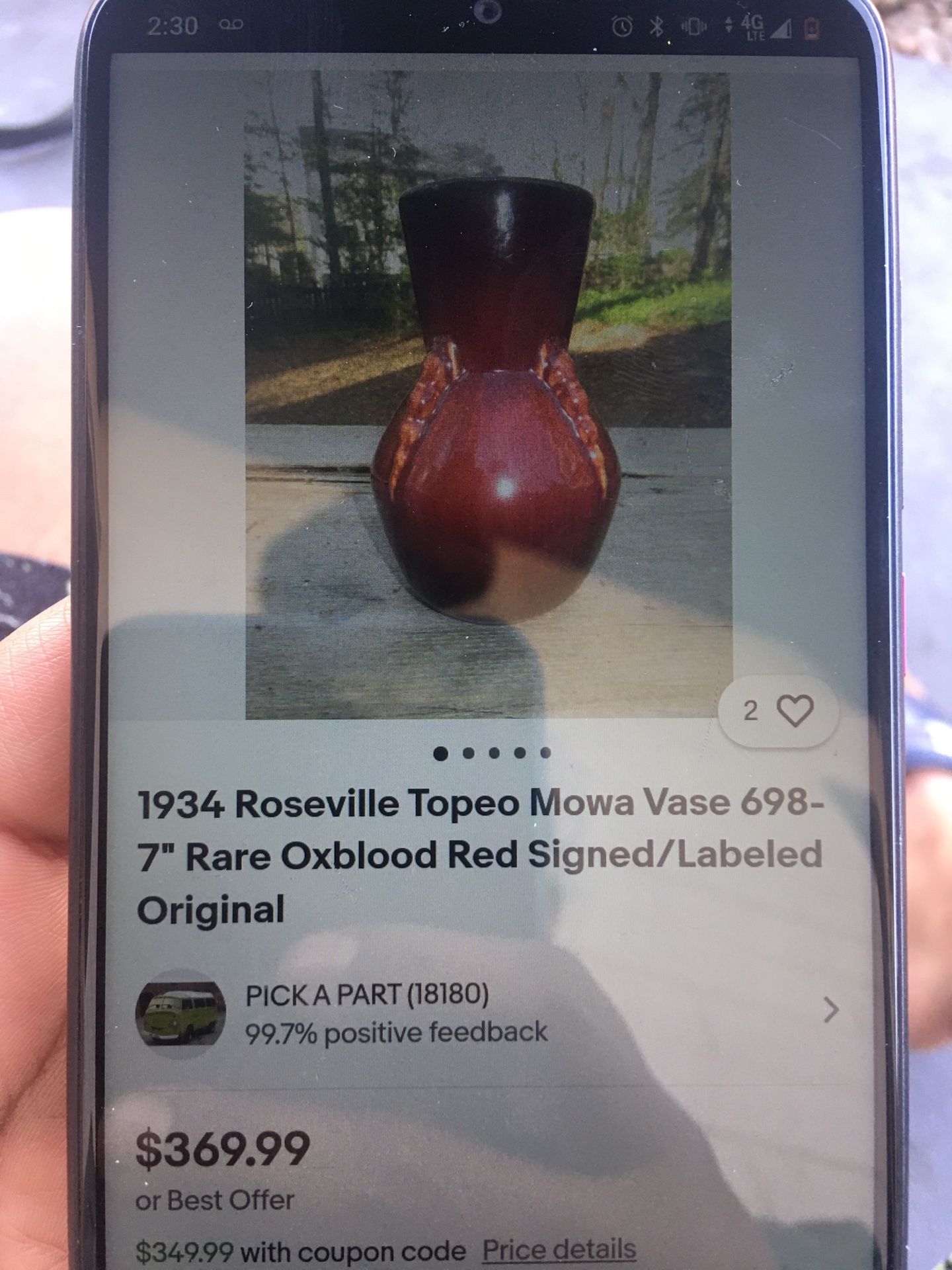 Oxblood Red Roseville Vase