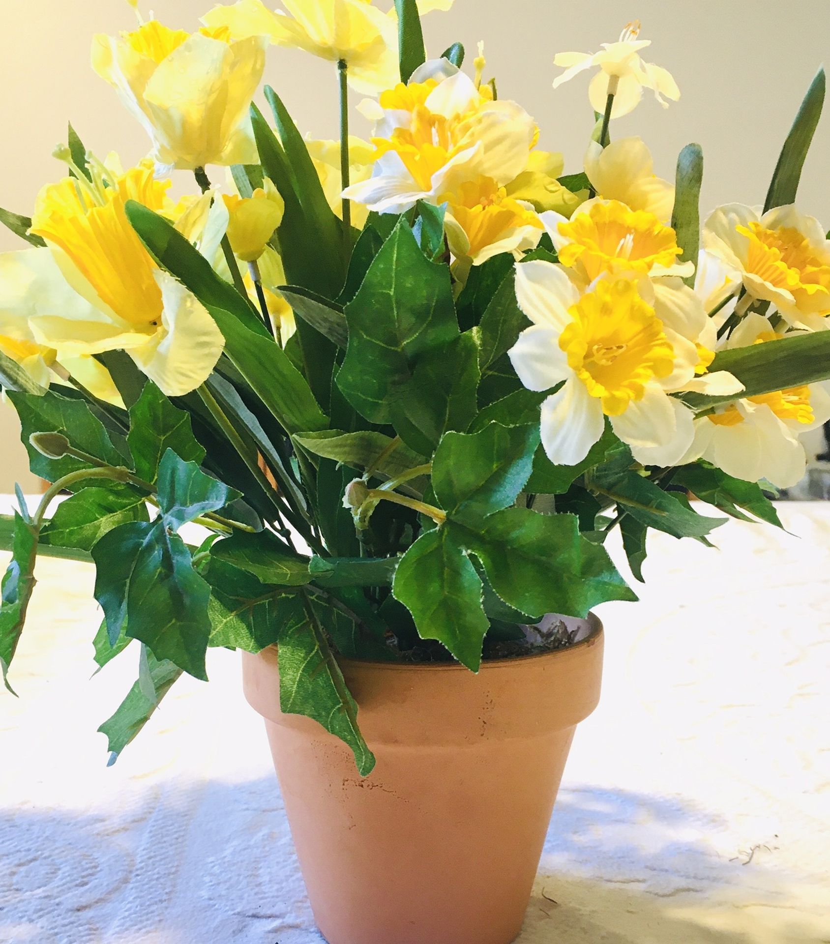 Spring Potted Flower Silk Greenery