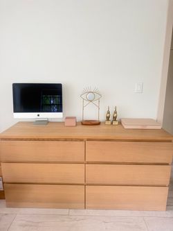 6-Drawer Wood-Look Dresser – $50