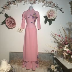 Oriental Pink Floral Style Dress Pa T