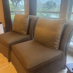 Chris Madden by Bassett Armless Sofas / Slipper Chairs – $125 Each