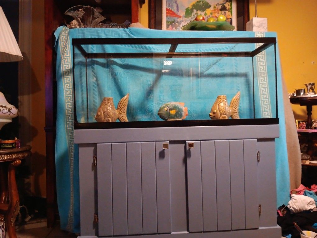 Large Fish Tank-55 Gallon (With Cabinet) Freshly Painted & Cleaned-Price Drop!!