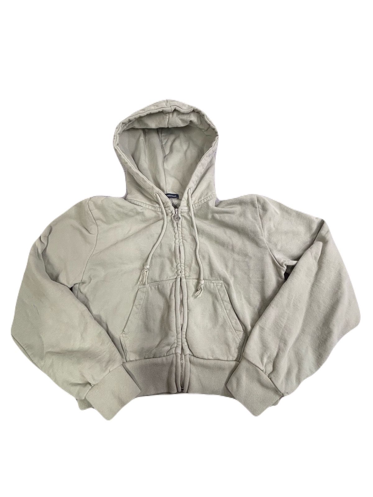 Light Green Brandy Melville Boxy Cropped Hoodie Size XS