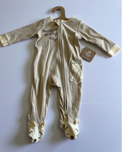 6-9 Gender Neutral Organic Cotton Disney Baby Winnie the Pooh Footed Zip Up Onesie  Unizex