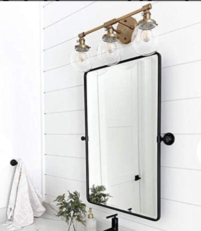 Farmhouse 20x24 Black Rectangular Pivoting Mirror