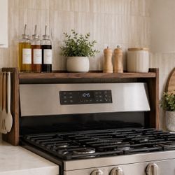 Custom Handmade Modern Over Stove Shelf | Handmade Kitchen Organizer