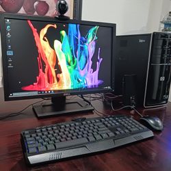 Hp Pavilion desktop Computer Windows 10. Good Working Condition.  AMD Athlon (tm) ll x 4630 processor.  4 gb Ram. monitor 23  inches.   speakers inclu