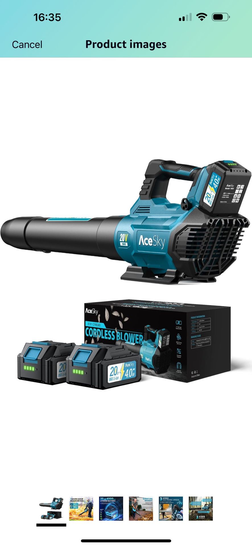 Leaf Blower Cordless, 580CFM/160MPH & 3 Speed Levels, Electric Cordless Leaf Blower with 2 * 4.0Ah Battery Powered, Blowers for Lawn Care, Blower with