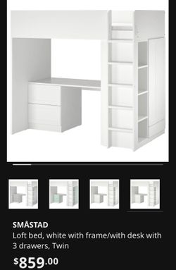 IKEA smastad loft bed with desk, drawers and shelves
