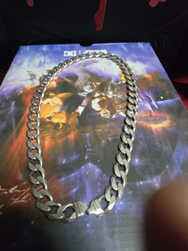 Silver Necklace Cuban Link Thick