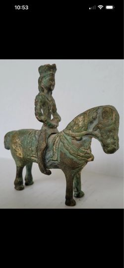 Antique Bronze Horse and Rider Figurine