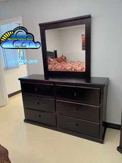 Six drawer dresser Cherry with mirror new tocador Nuevo bonito pinewood