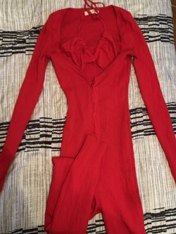Red Body Suit Open Chest