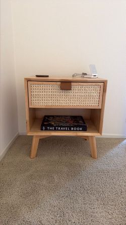 Silk & Snow Rattan Nightstand (Single Drawer)