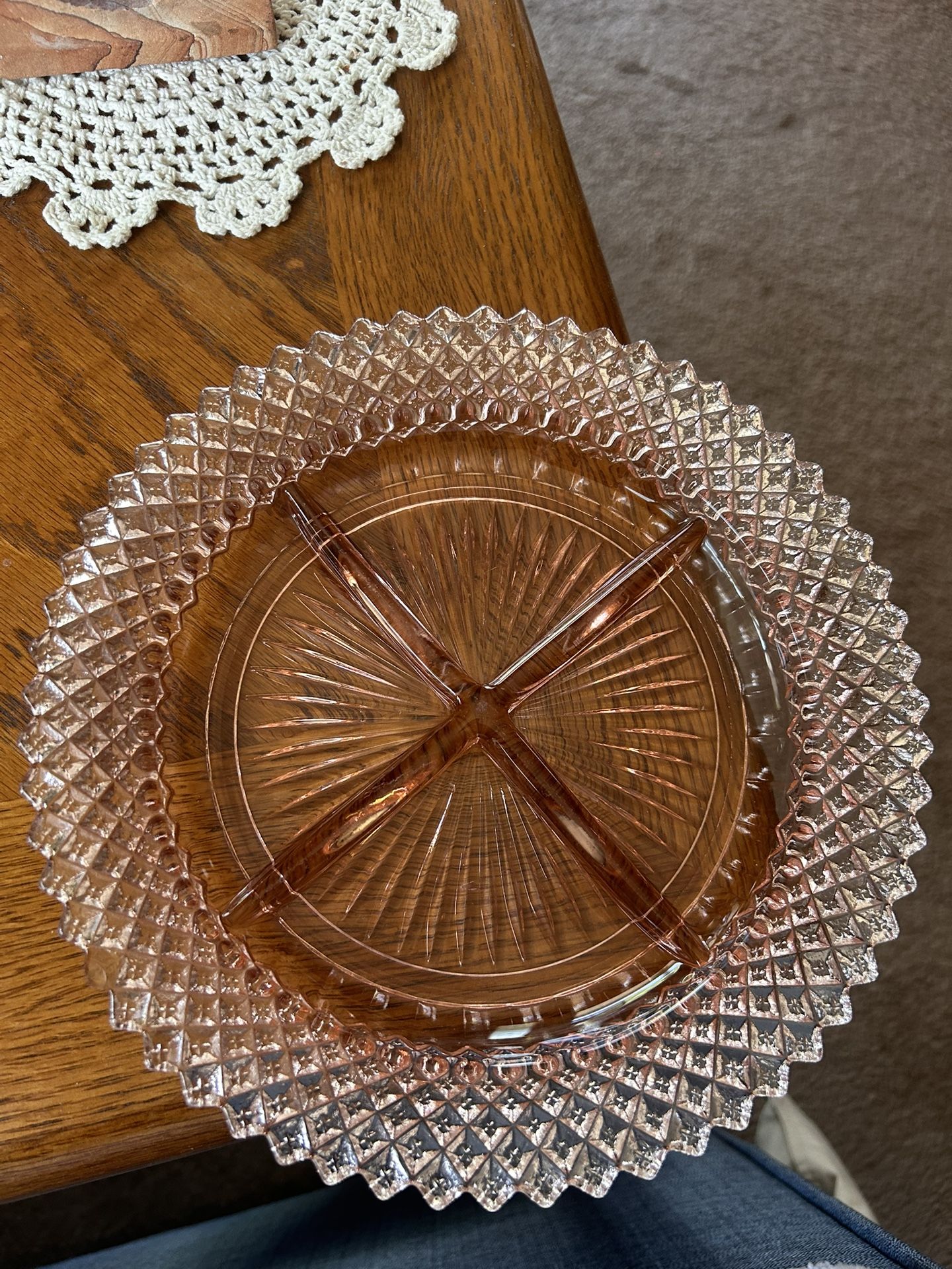 Vintage Pink Depression Glass "Miss America" by Anchor Hocking Relish Dish