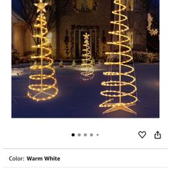Set of 3 Spiral Outdoor Lighted Christmas Tree, 3/4/6 Feet Christmas Lights