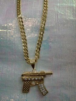 14K gold plate chain with zirconia stone