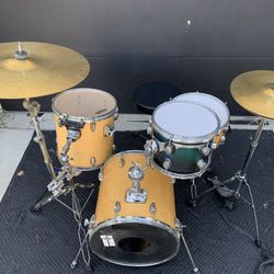 Mixed GP & PDP 4pc Complete Pocket Drum Set w/ Cymbals & Hardware 16-13-10-12” 