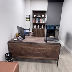 Sauder Hill Desk And Bookshelf Cabinet