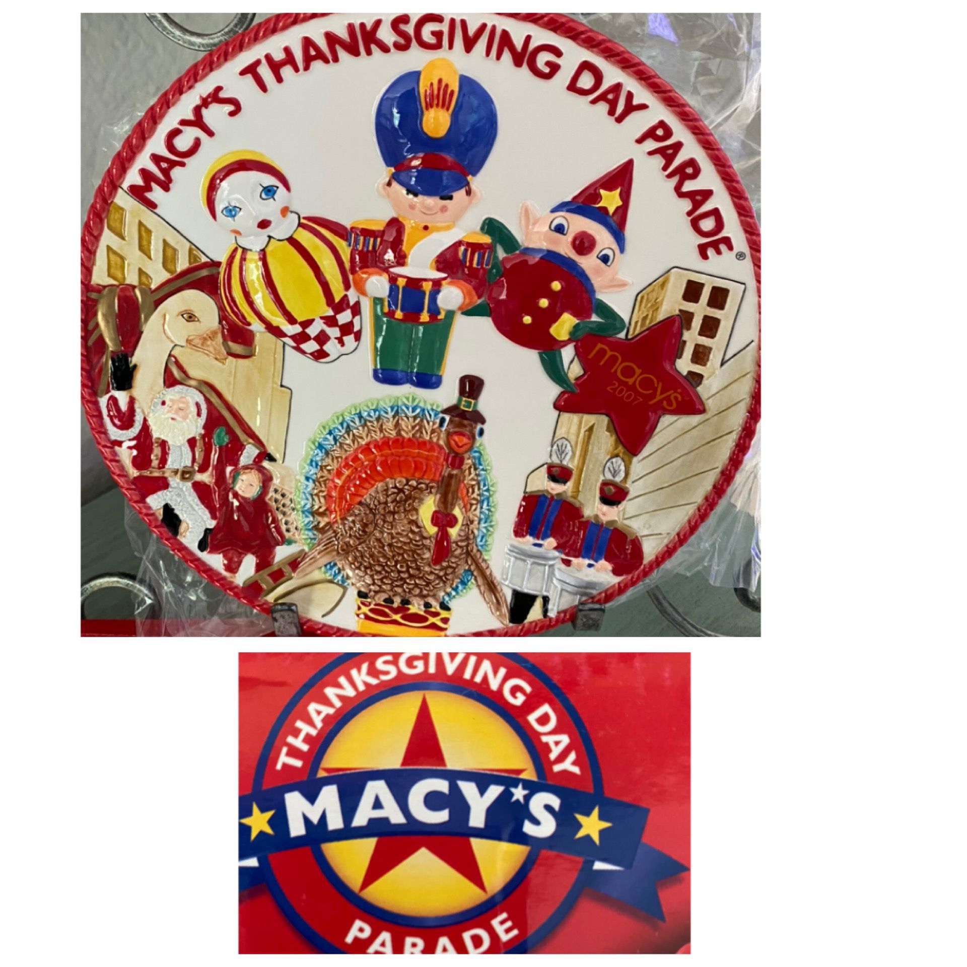 10” round FITZ & FLOYD MACY’s Thanksgiving Day Parade MINT unused in box.GORGEOUS, orig $40.