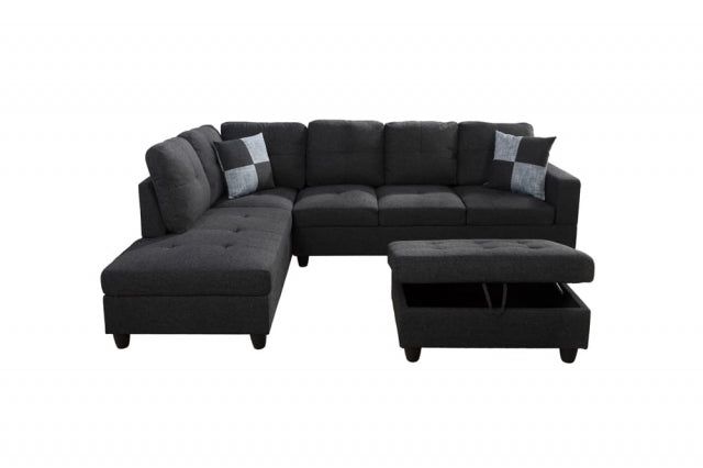Couch, black , fabric Linen . black